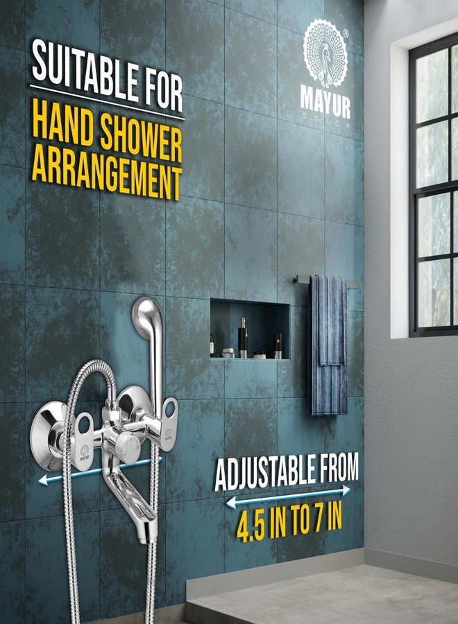 MAYUR ÖCICH Brass Wall Mixer Tap for Bathroom with 5-Function Hand Shower, 1.5M SS Hose & Hook (ORNIX) | Chrome Finish Hot & Cold Water Mixer, Wall Mounted, 10-Year Warranty - Image 2